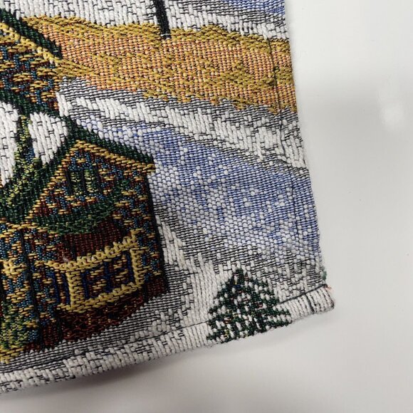 Set of 3 Tapestry Christmas Village Placemats Winter Snow Kitchen Mountains Blue - Picture 4 of 12